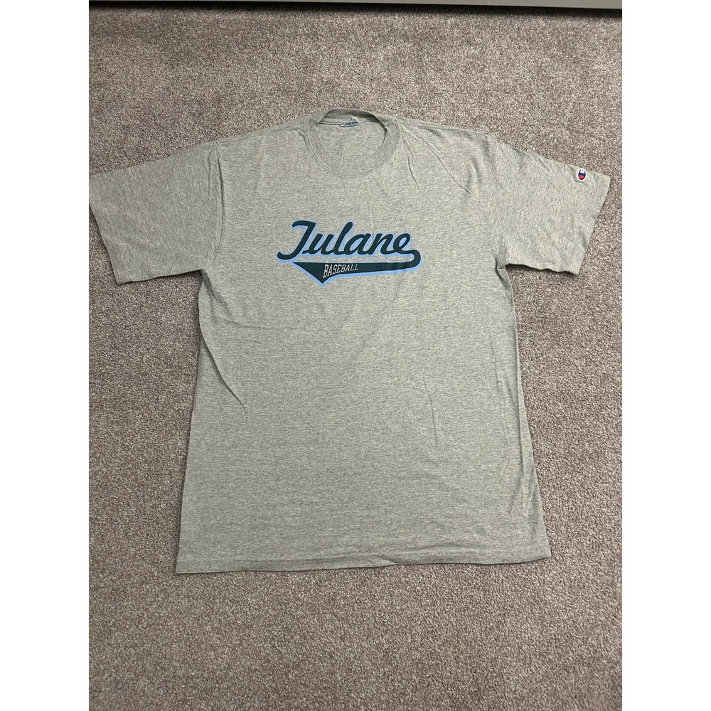 Champion Tulane Baseball T-Shirt Mens XL Gray Excellent Short Sleeve Graphic Tee